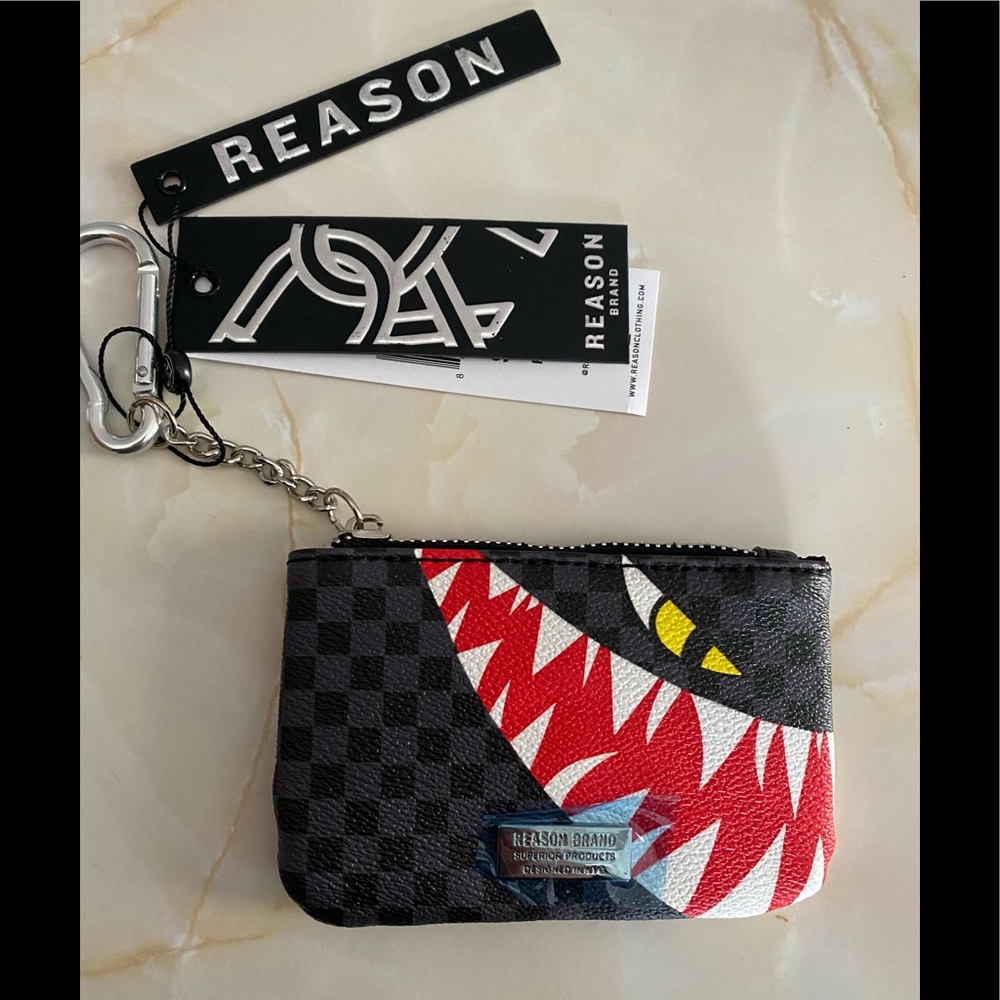 Reason clothing grim face monogram coin purse